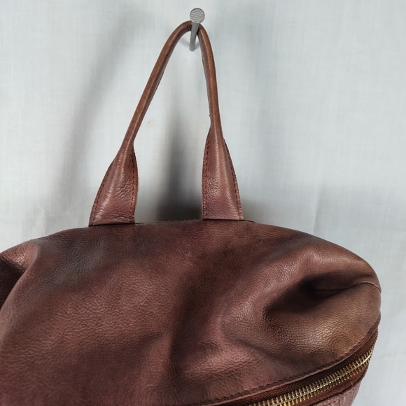 Vilenca Holland Dome Top Soft Genuine Leather Lined Backpack Brown Satchel Bag - Picture 4 of 16